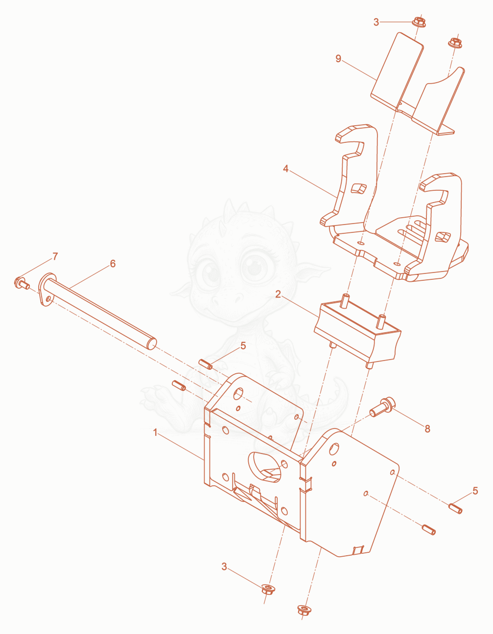 Exploded parts diagram of the Support cpl. of a Wacker Neuson DPU80LEM770, with numbered balloons