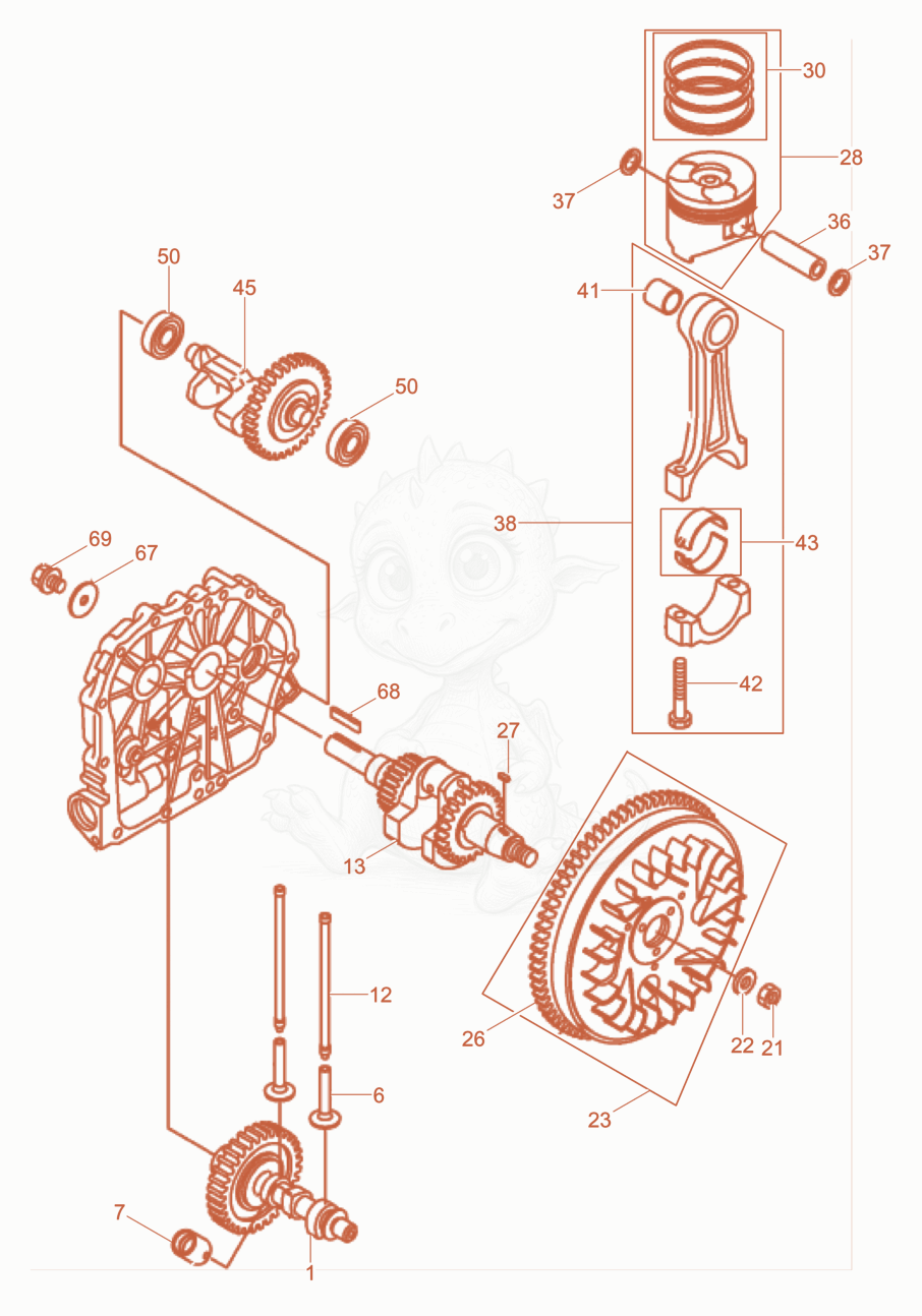 Exploded parts diagram of the Crankshaft of a Wacker Neuson DPU4045YE, with numbered balloons