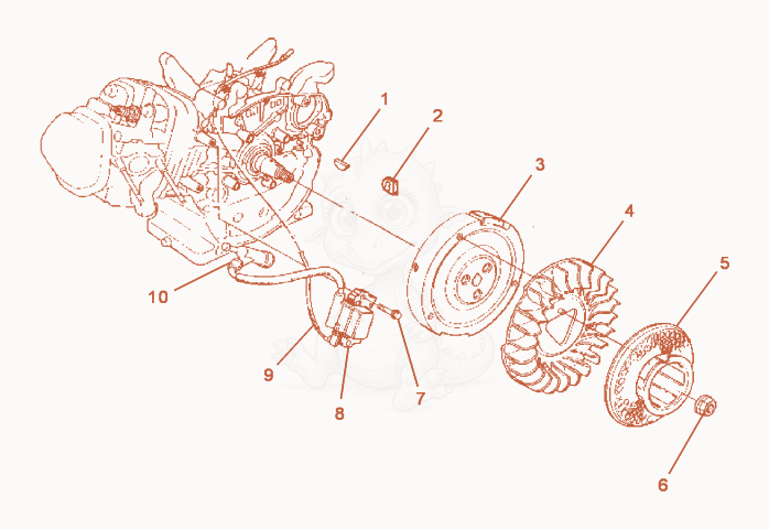 Exploded parts diagram of the Flywheel of a Wacker Neuson RS800A, with numbered balloons