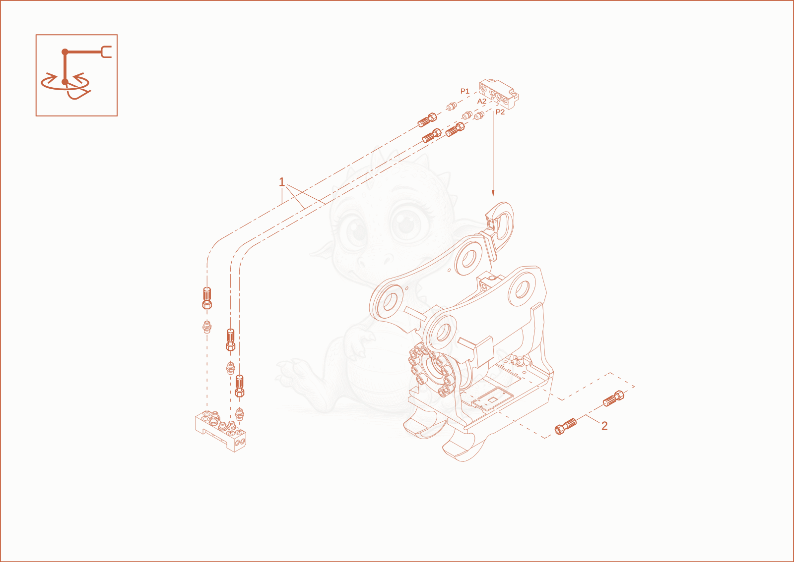 Exploded parts diagram of the Powertilt Installation (Option) of a Wacker Neuson ET42, with numbered balloons