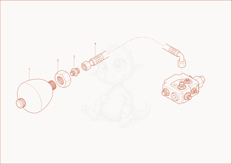 Exploded parts diagram of the accumulator of a Wacker Neuson 6502WD, with numbered balloons