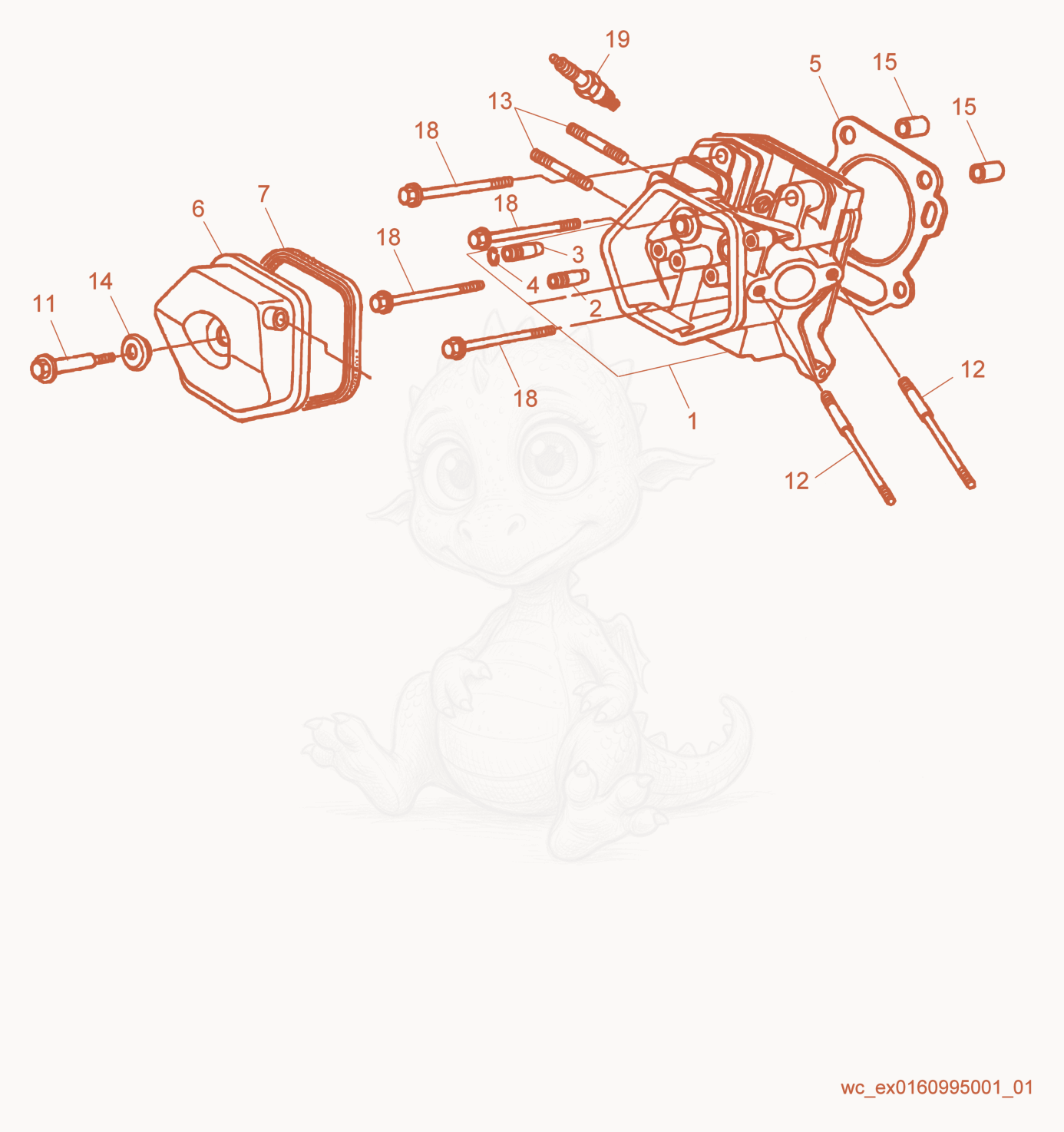 Exploded parts diagram of the Cylinder Head/Cover of a Wacker Neuson GP3800A, with numbered balloons