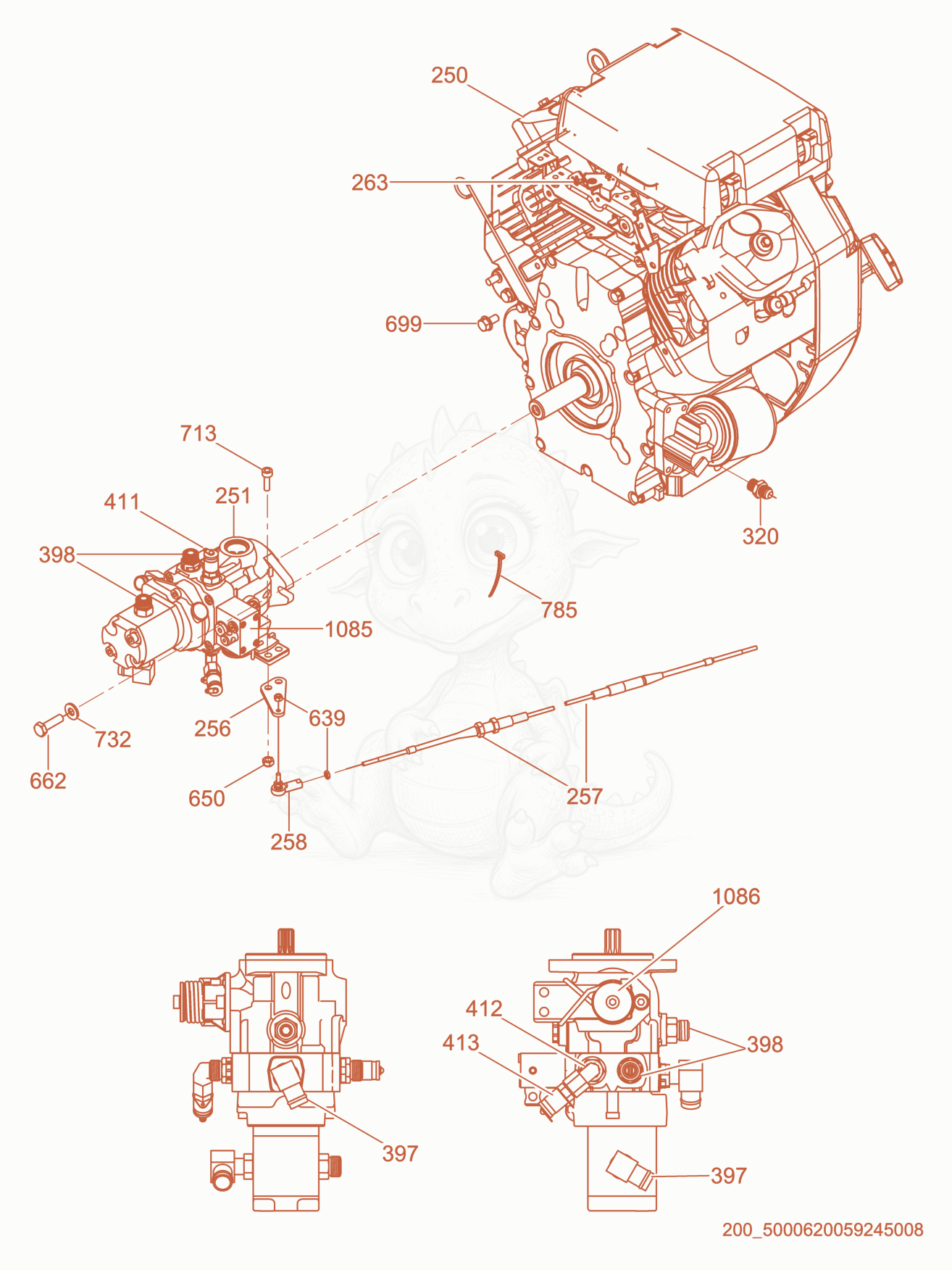 Exploded parts diagram of the Hydraulic Pump of a Wacker Neuson RD12-90, with numbered balloons