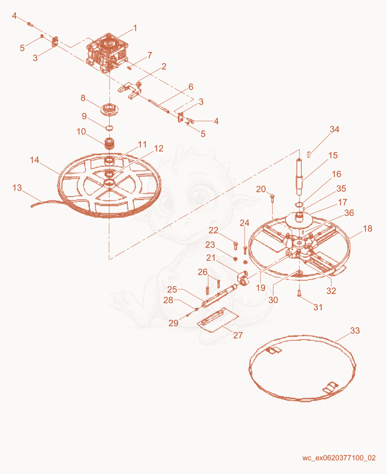 Exploded parts diagram of the Blade Mechanism of a Wacker Neuson CT24-230EEU, with numbered balloons