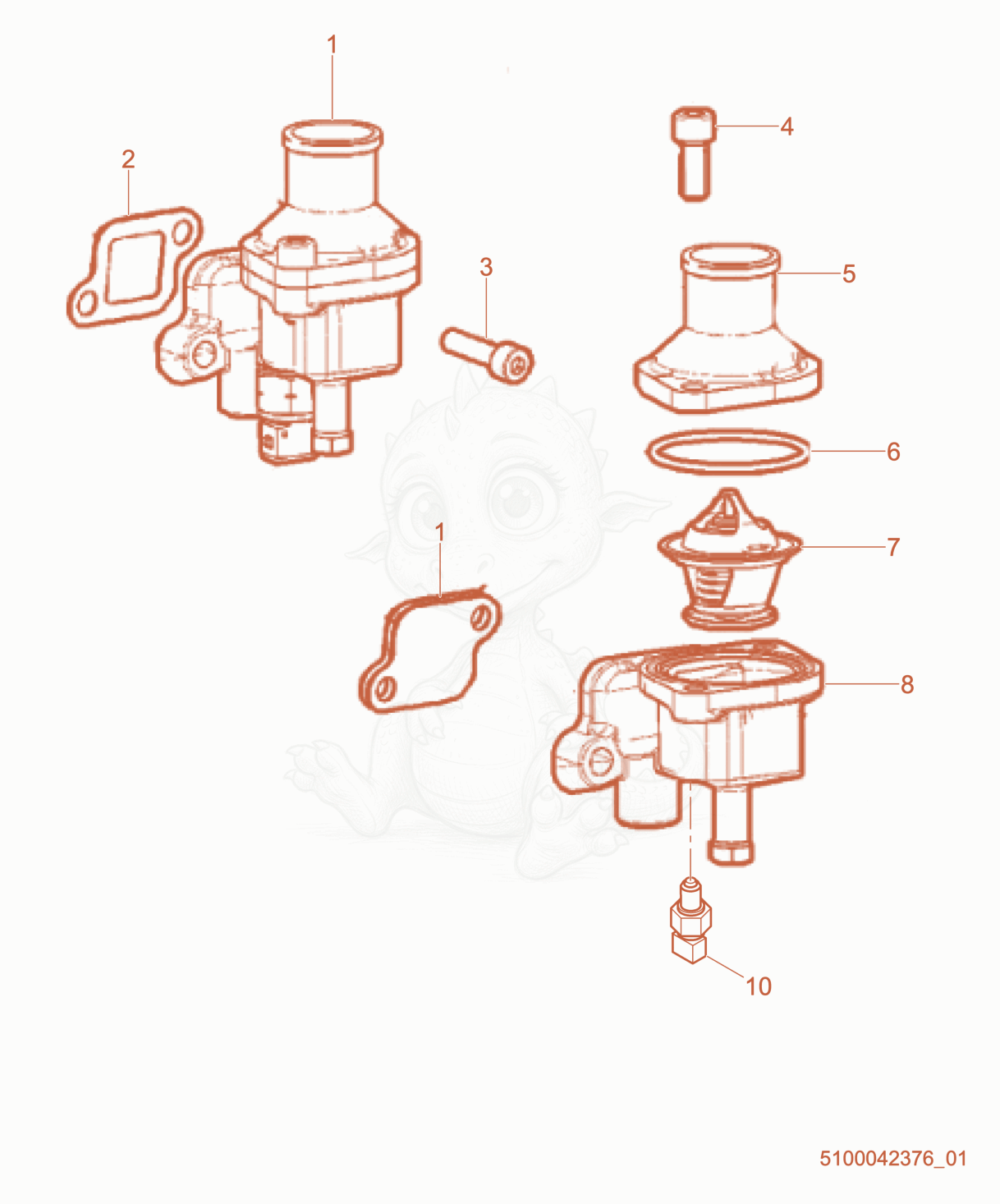 Exploded parts diagram of the Temperature Sensor of a Wacker Neuson RTX-SC2EU, with numbered balloons