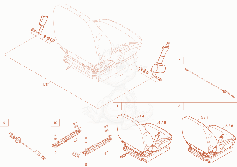 Exploded parts diagram of the DRIVER SEAT of a Wacker Neuson DV100, with numbered balloons