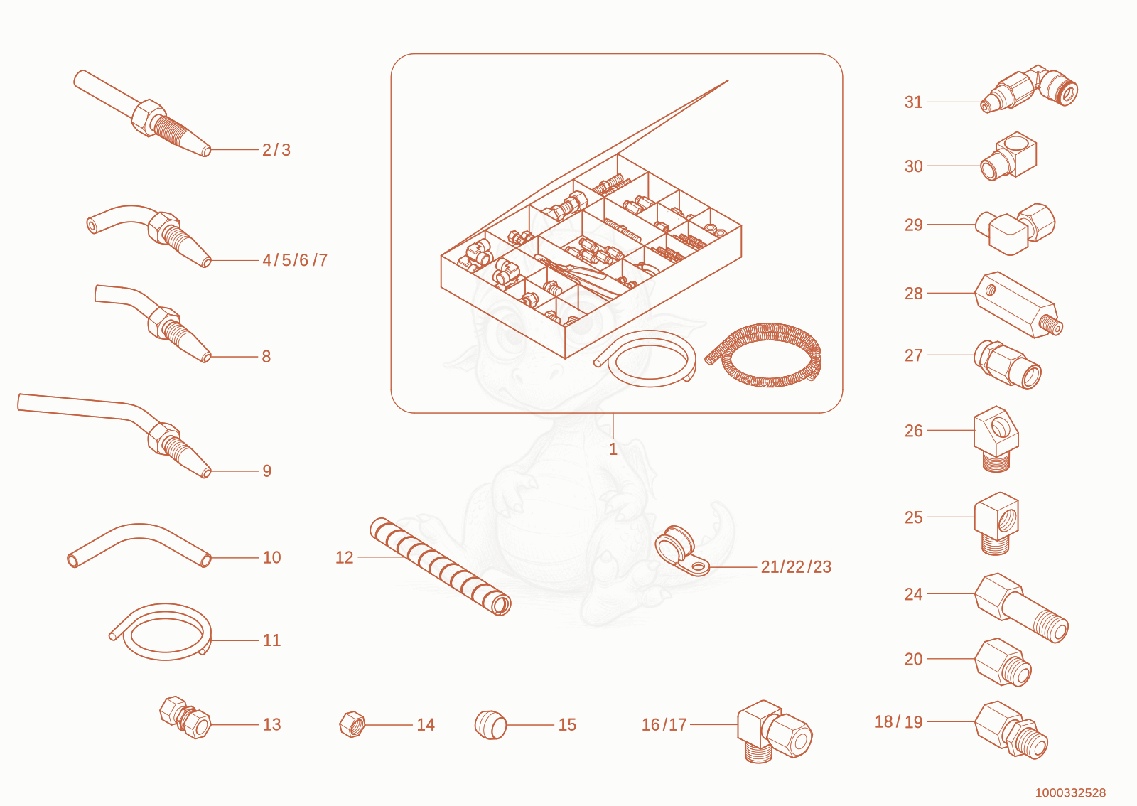 Exploded parts diagram of the Central lubrication system components of a Wacker Neuson TH745(416-32), with numbered balloons