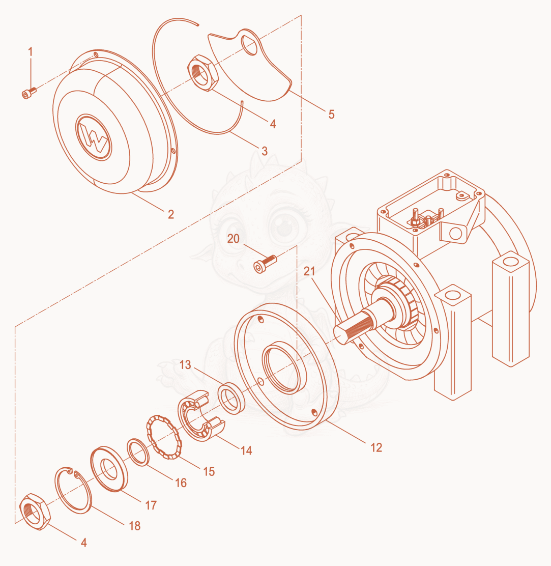 Exploded parts diagram of the External Vibrator cpl. of a Wacker Neuson AR53/6/250, with numbered balloons