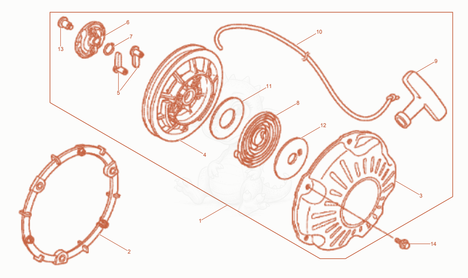 Exploded parts diagram of the Starter of a Wacker Neuson BS50-4AS11INO.BSZ, with numbered balloons