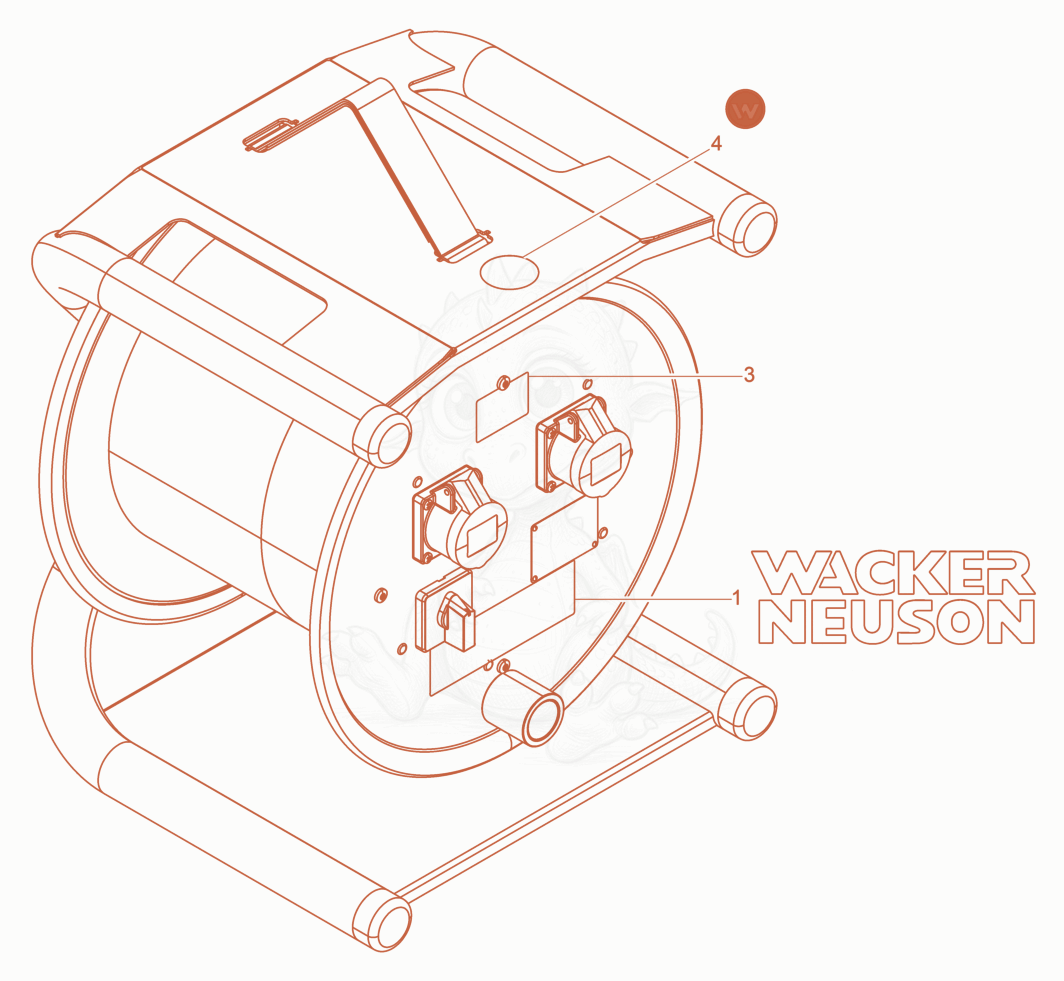 Exploded parts diagram of the Labels of a Wacker Neuson KTU2/042/200W, with numbered balloons