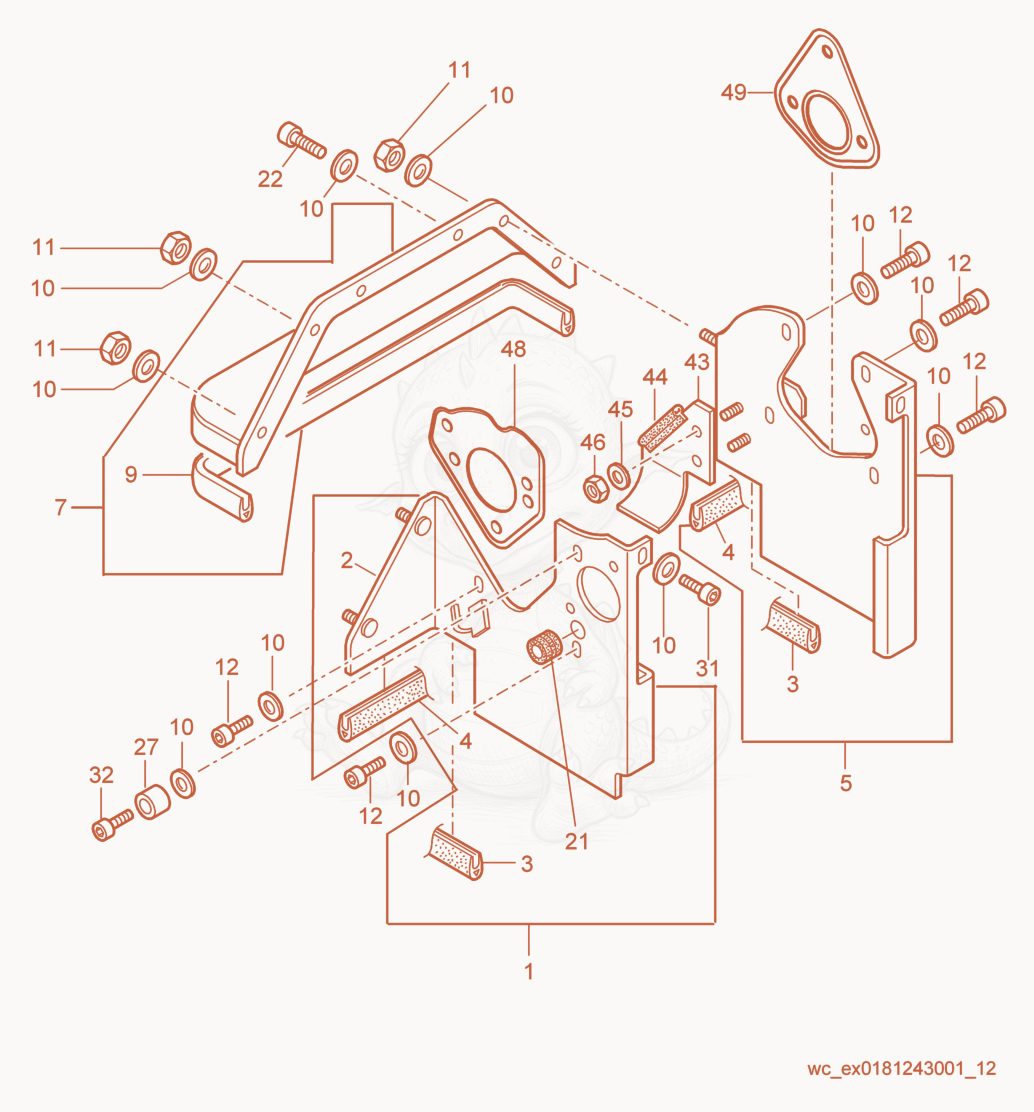 Exploded parts diagram of the Air Ducting of a Wacker Neuson RD7H-S, with numbered balloons