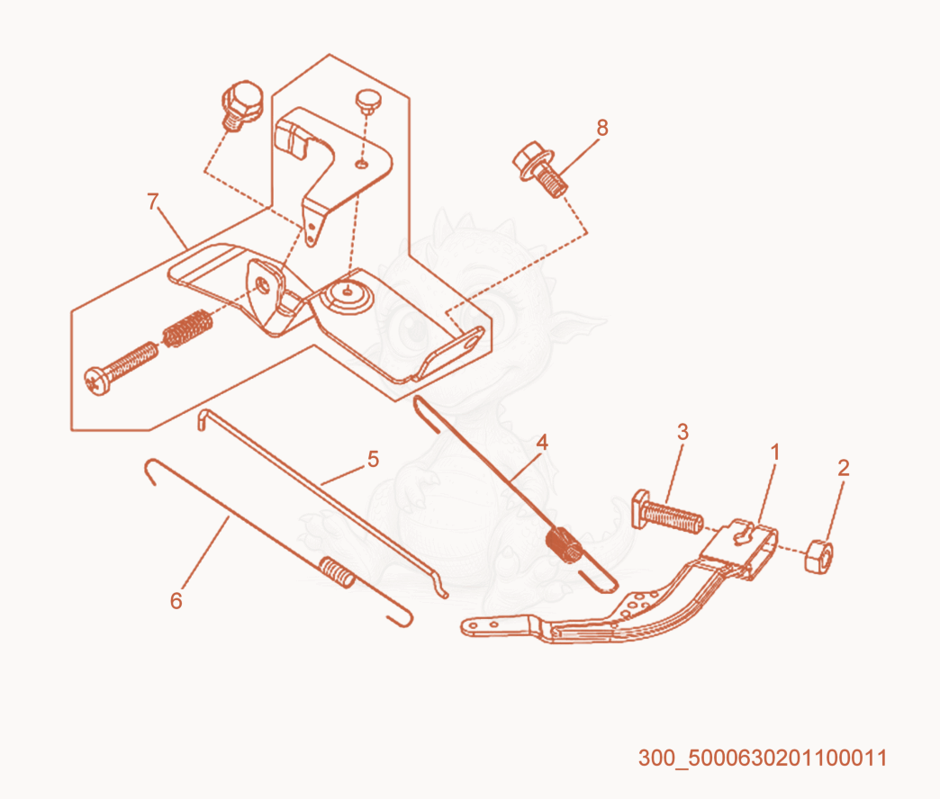 Despiece del Throttle Control de una máquina Wacker Neuson MG3SD, con globos numerados