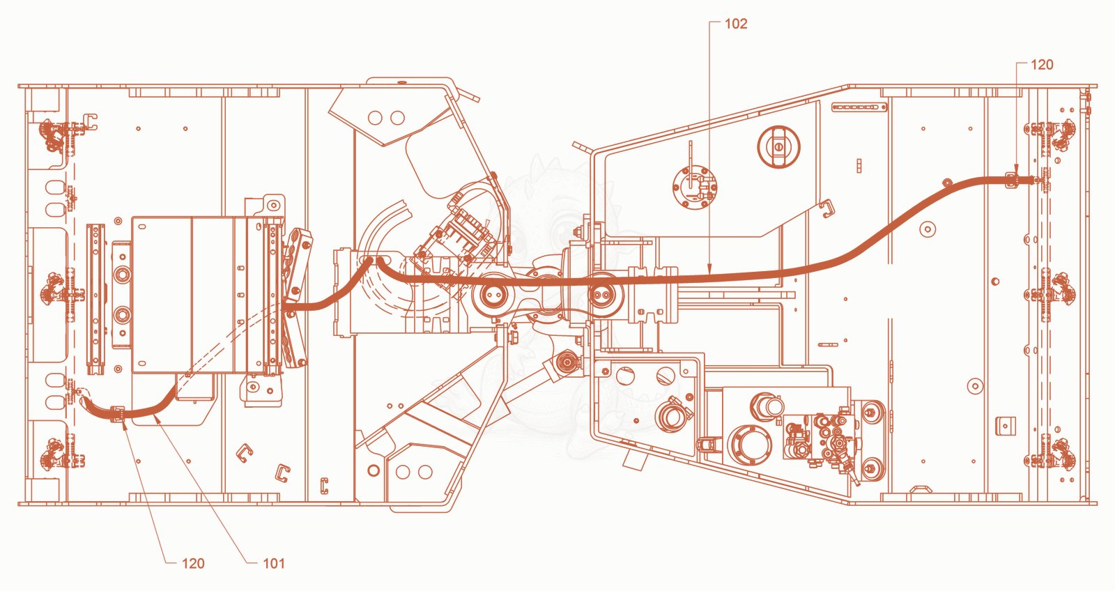 Exploded parts diagram of the sprinkling of a Wacker Neuson RD24-100.3, with numbered balloons