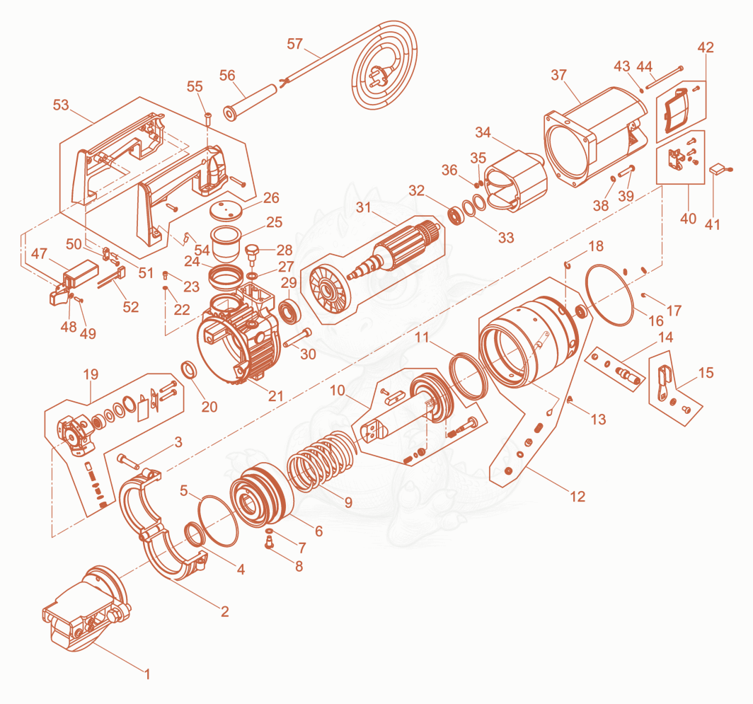 Exploded parts diagram of the Reinforcement Cutting Equipment of a Wacker Neuson RCP-25/230, with numbered balloons
