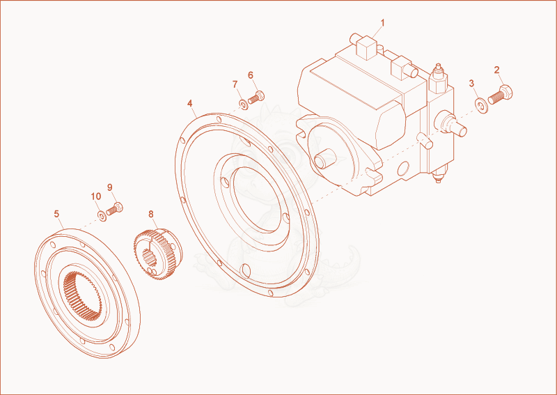 Exploded parts diagram of the HYDRAULIC PUMP DRIVE of a Wacker Neuson 5001, with numbered balloons