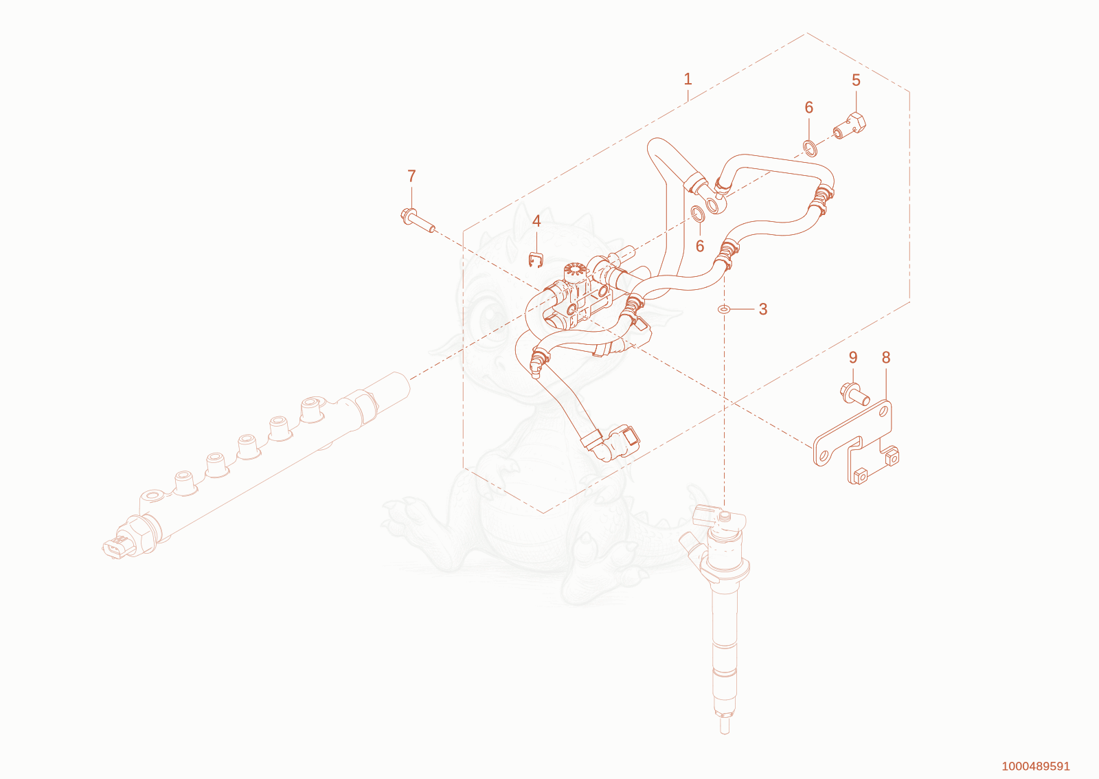 Exploded parts diagram of the fuel line of a Wacker Neuson WL60STAGEV, with numbered balloons