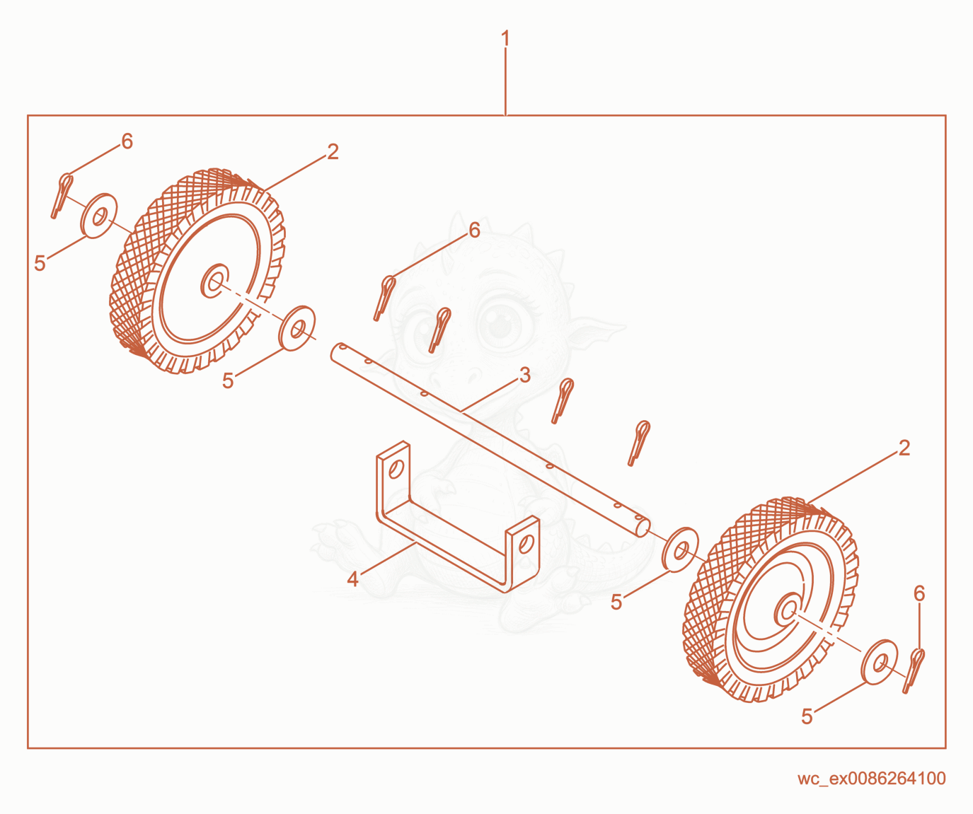Exploded parts diagram of the Wheel Kit of a Wacker Neuson BS50-2, with numbered balloons