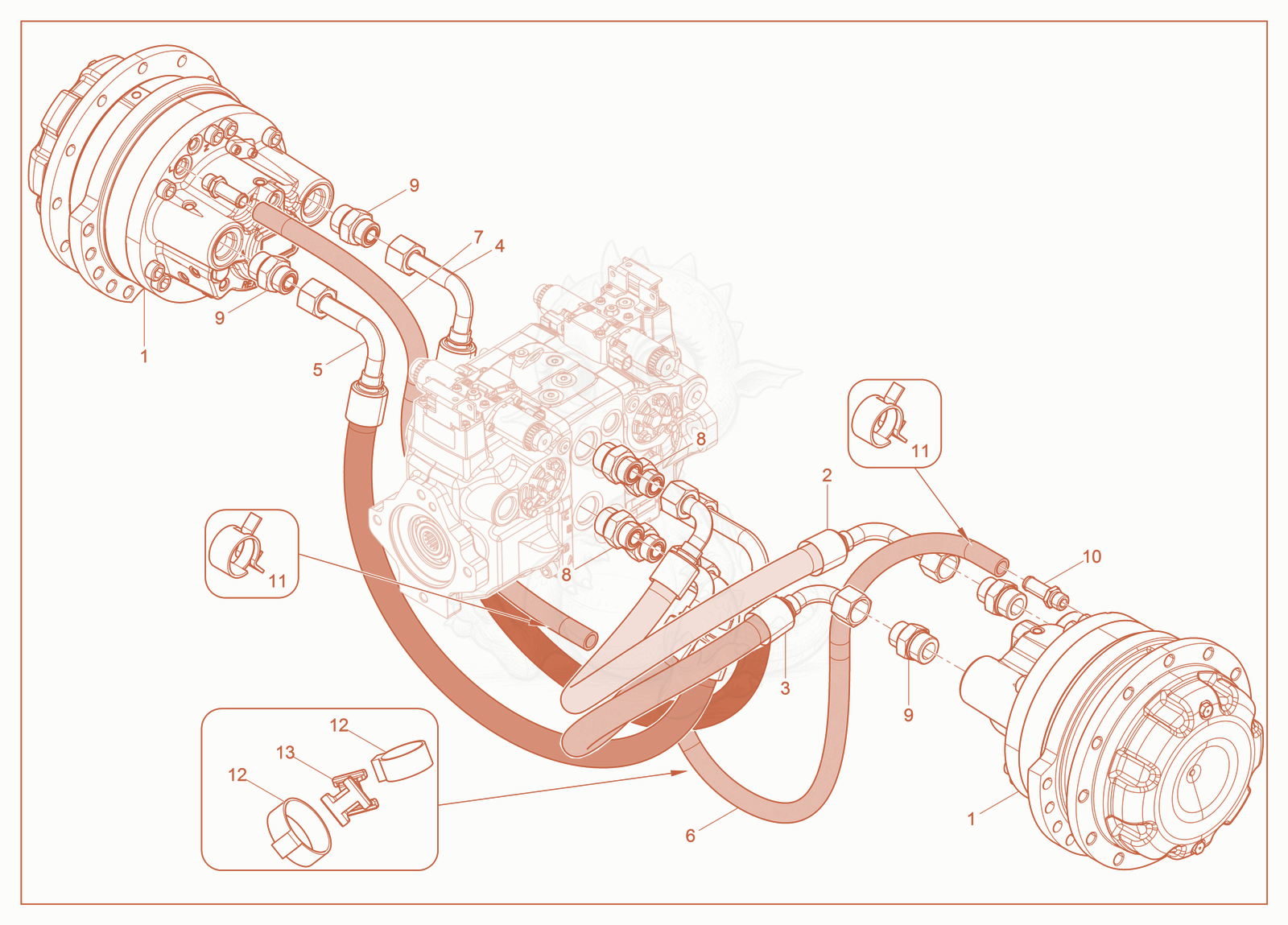 Exploded parts diagram of the Two Speed Drive Motor of a Wacker Neuson ST31(S05-6), with numbered balloons