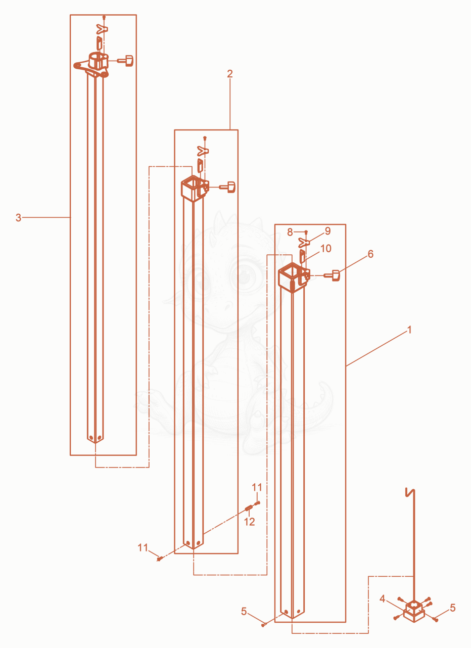 Exploded parts diagram of the Telescopic mast of a Wacker Neuson LB110M/120/60US, with numbered balloons
