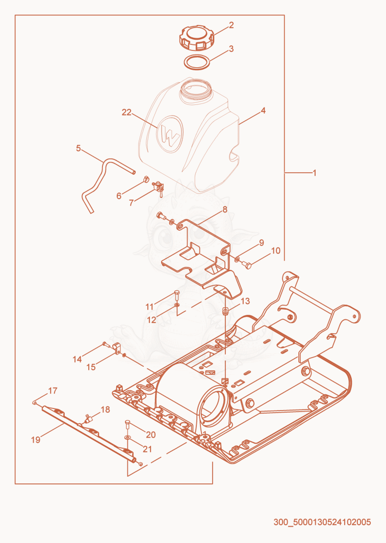 Exploded parts diagram of the Water System Kit of a Wacker Neuson VP1135(RAW), with numbered balloons