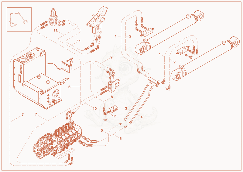 Exploded parts diagram of the LUFFING BOOM CYLINDER OPERATION of a Wacker Neuson 9503, with numbered balloons