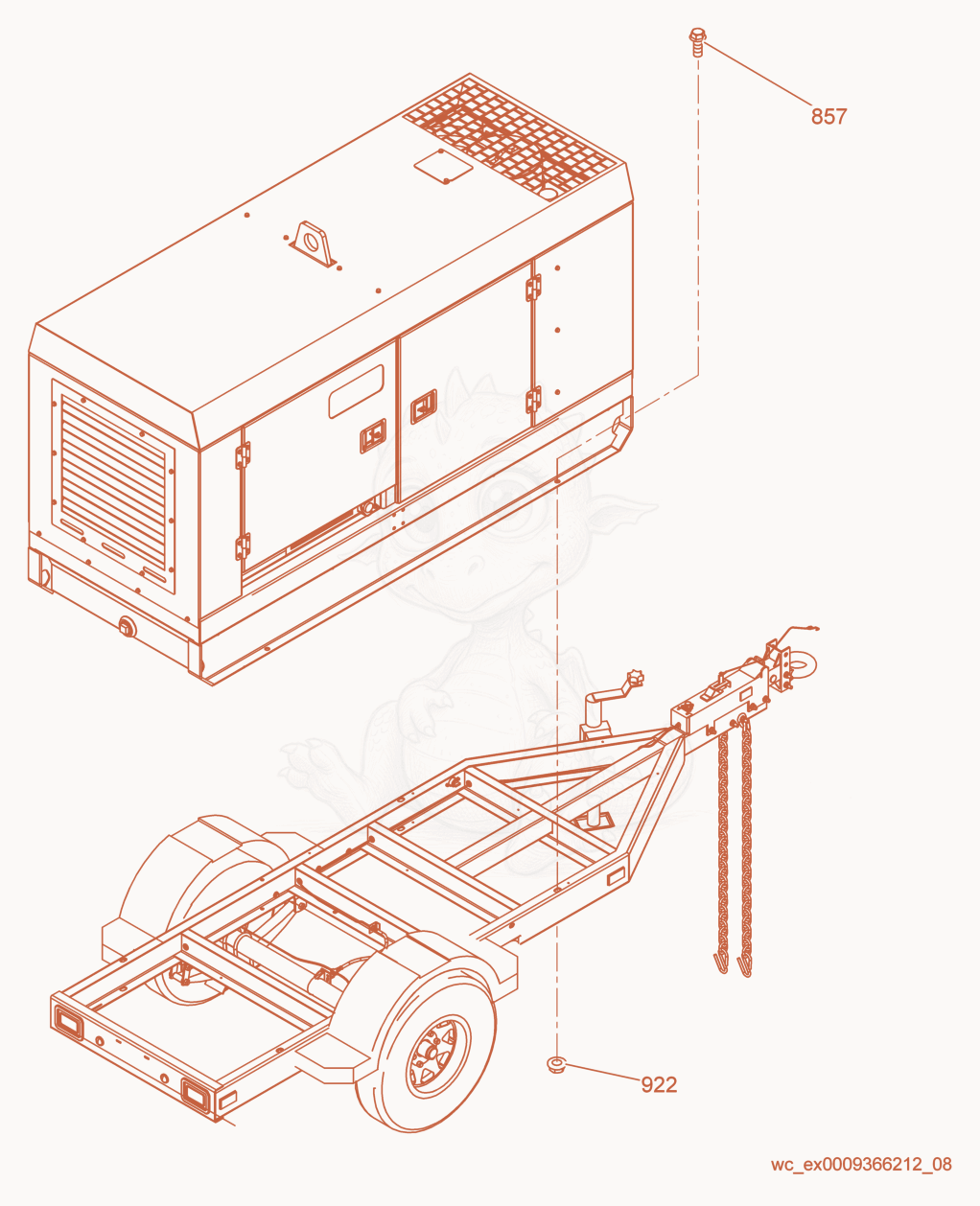 Exploded parts diagram of the Upper Enclosure of a Wacker Neuson G70, with numbered balloons