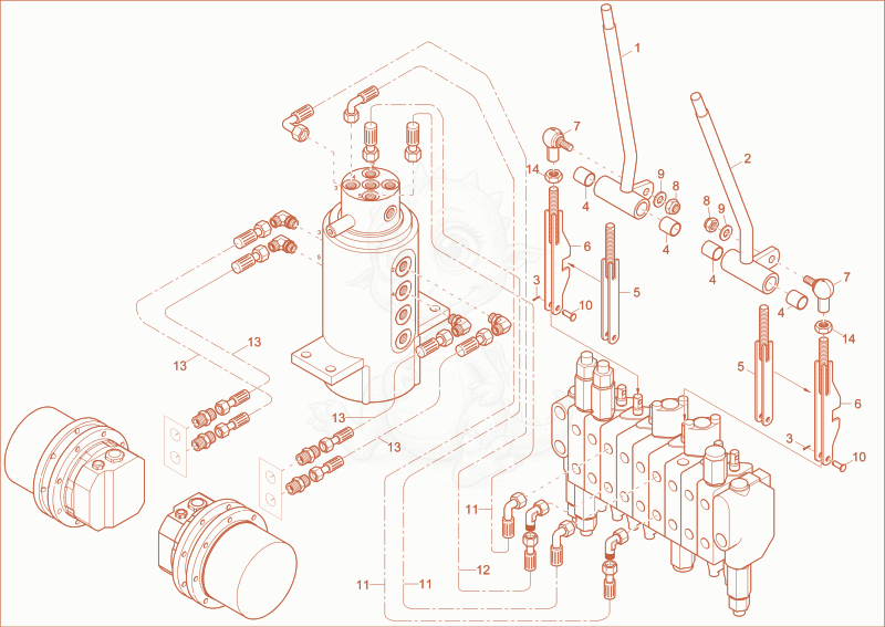 Exploded parts diagram of the TRAVELLING GEAR INSTALLATION of a Wacker Neuson 803, with numbered balloons