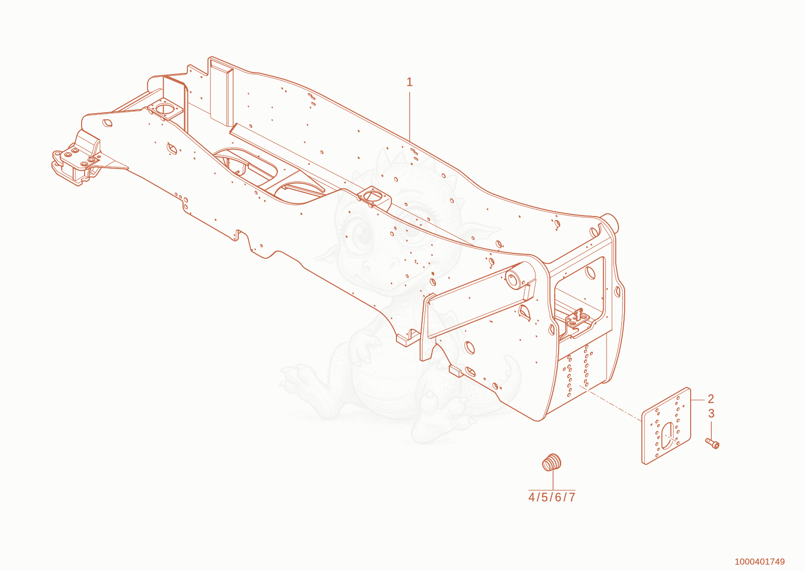 Exploded parts diagram of the Frame of a Wacker Neuson TH942(416-29), with numbered balloons