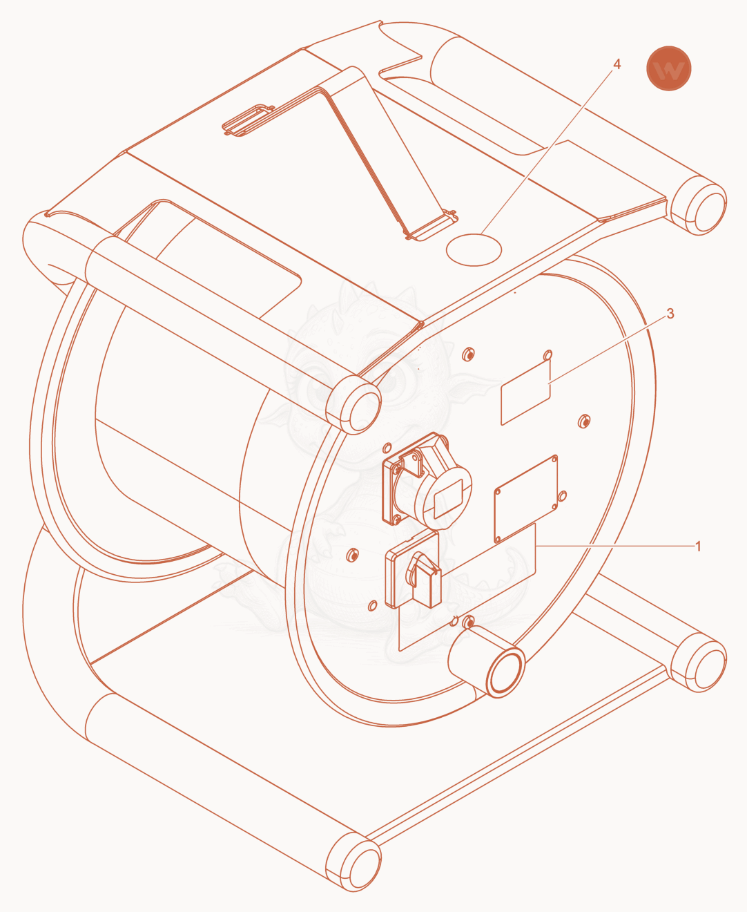 Exploded parts diagram of the Labels of a Wacker Neuson KTU1/042/200W, with numbered balloons