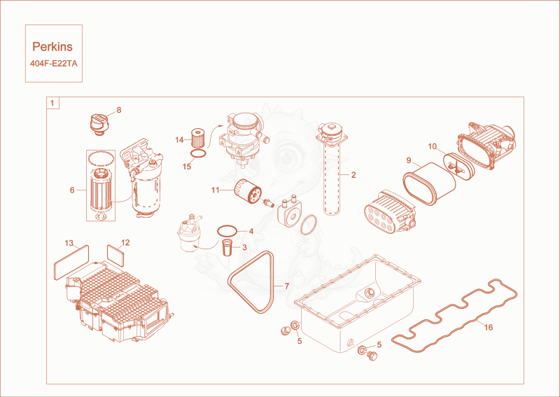 Exploded parts diagram of the maintenance package (1000h) SP of a Wacker Neuson ET65, with numbered balloons
