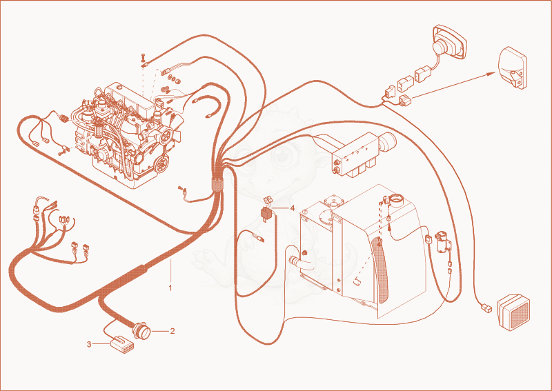 Exploded parts diagram of the wiring harness engine of a Wacker Neuson 12002RD, with numbered balloons