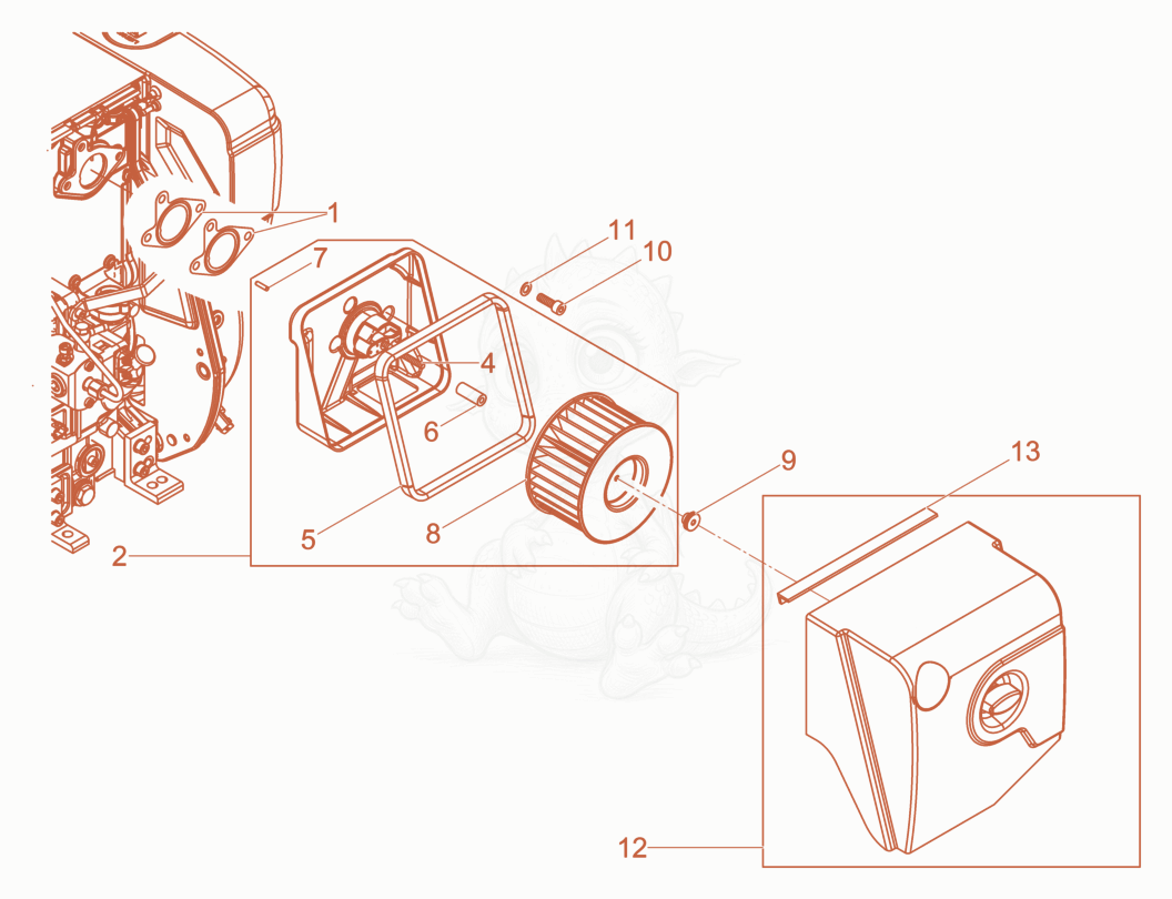 Exploded parts diagram of the Air filter of a Wacker Neuson DPU5260HEHB+US, with numbered balloons