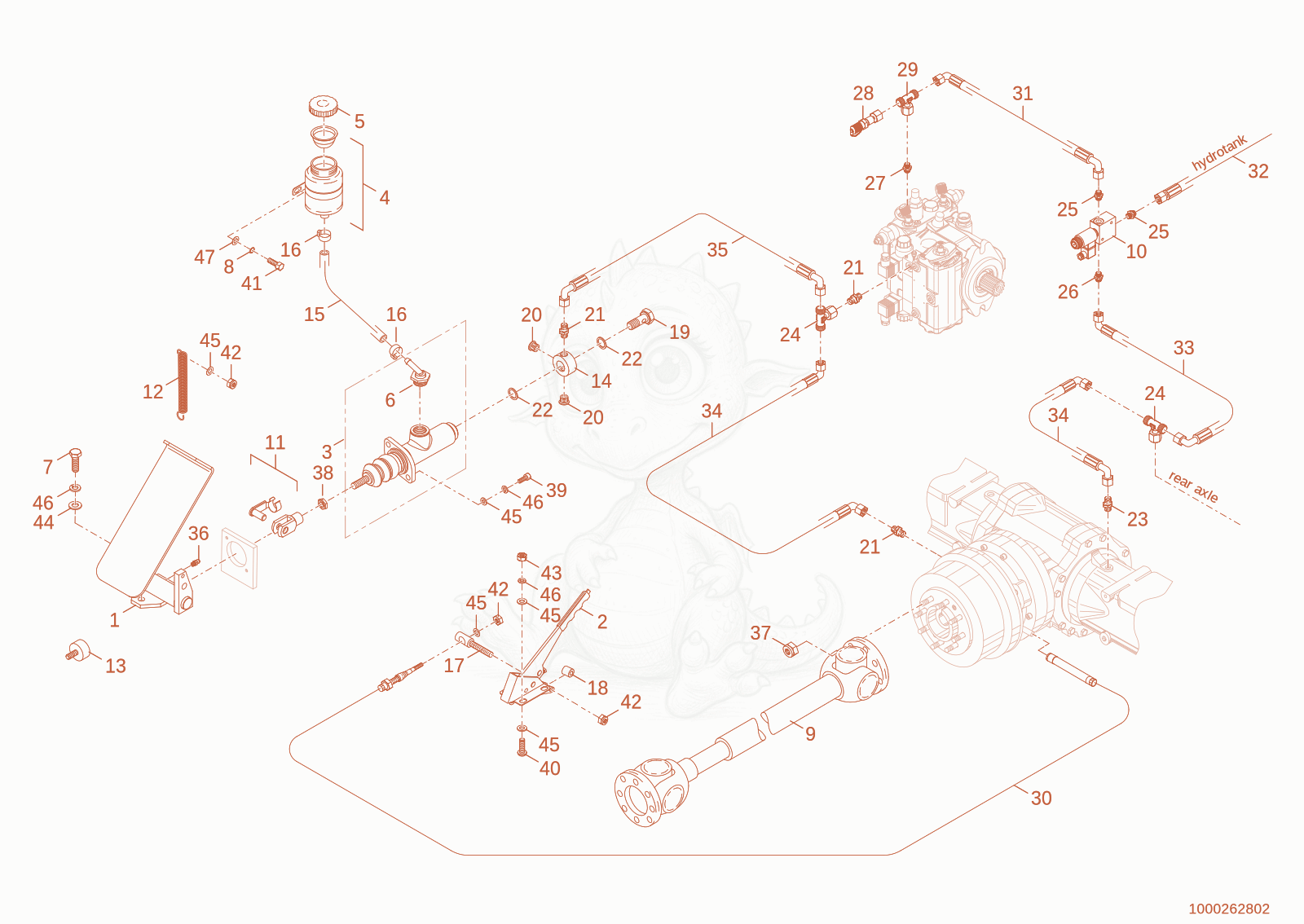 Exploded parts diagram of the brake assembly of a Wacker Neuson WL34, with numbered balloons
