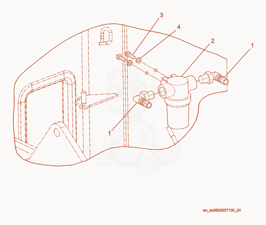 Exploded parts diagram of the Water Filter of a Wacker Neuson RD27-120, with numbered balloons