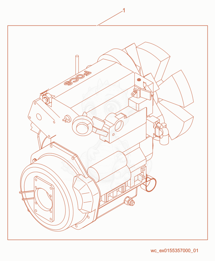 Exploded parts diagram of the Engine-Lombardini of a Wacker Neuson LTC4L, with numbered balloons