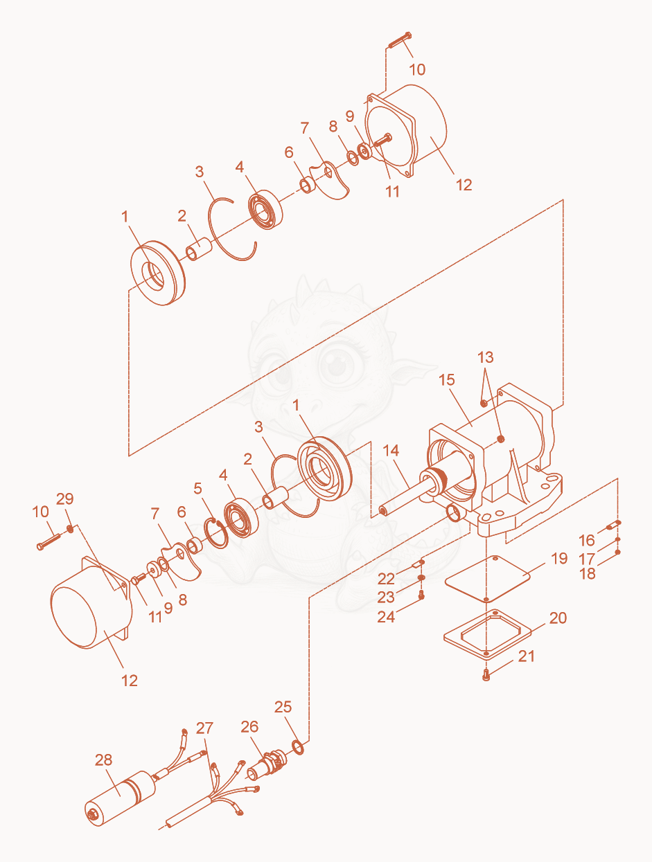 Exploded parts diagram of the External Vibrator cpl. of a Wacker Neuson AR3/2W/S, with numbered balloons
