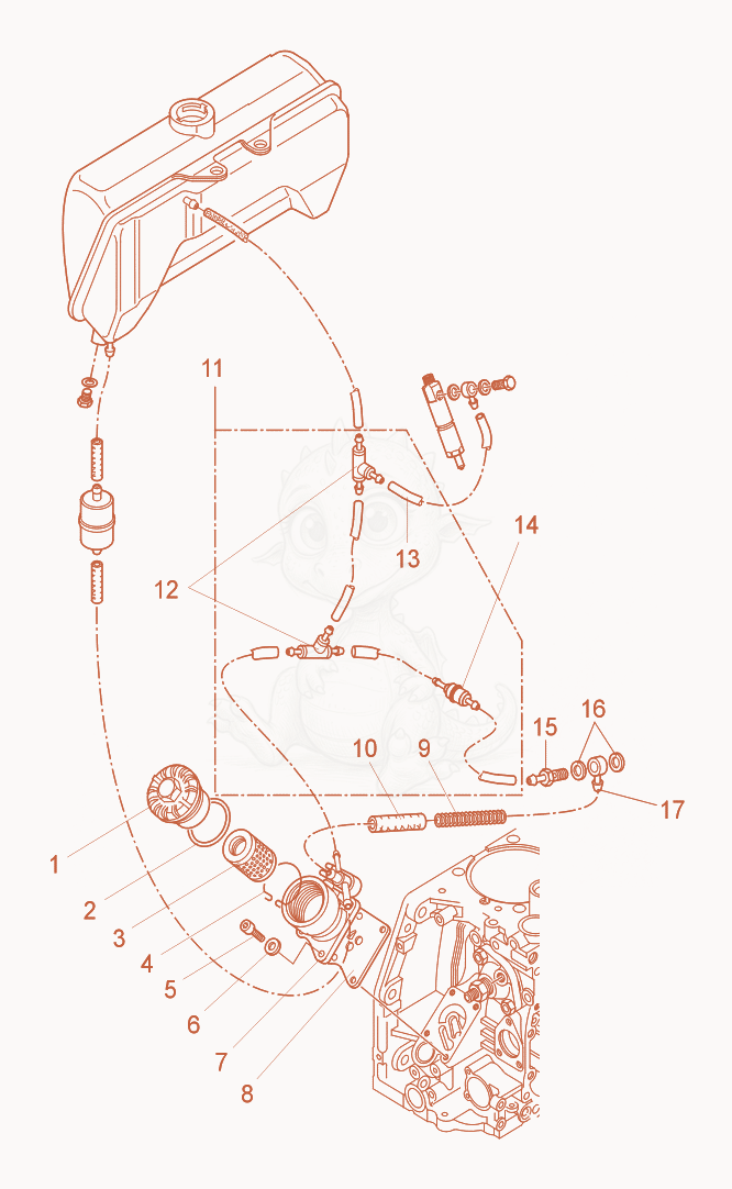 Exploded parts diagram of the Fuel Pipe of a Wacker Neuson DPU6055, with numbered balloons