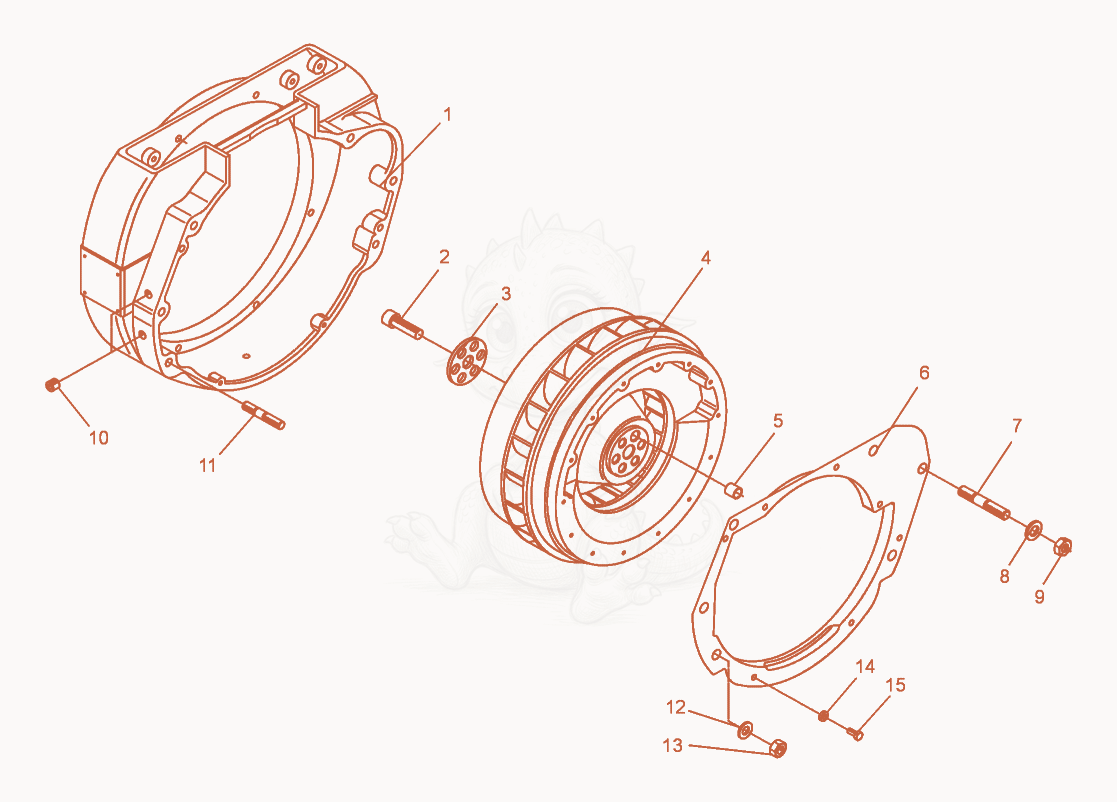 Exploded parts diagram of the Fly Wheel of a Wacker Neuson DPU4045H, with numbered balloons