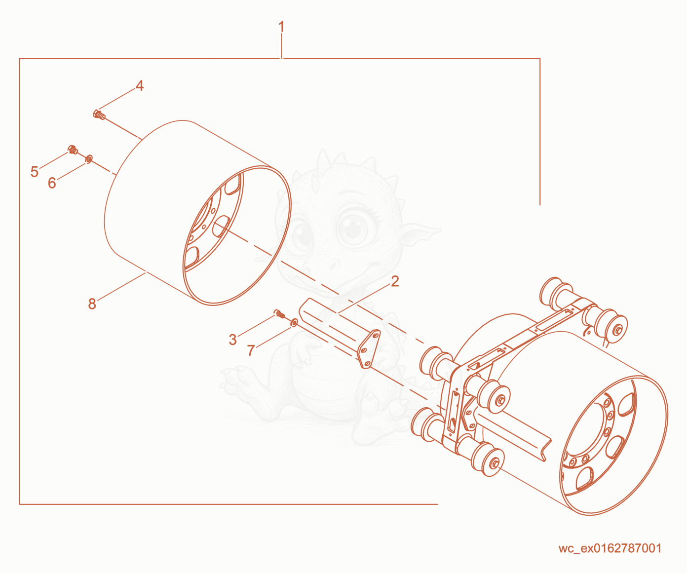 Exploded parts diagram of the Smooth Drum Kit of a Wacker Neuson RT56-SC2, with numbered balloons