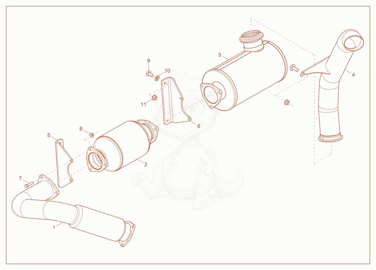 Exploded parts diagram of the Exhaust Pipes of a Wacker Neuson ST45(S06-6), with numbered balloons