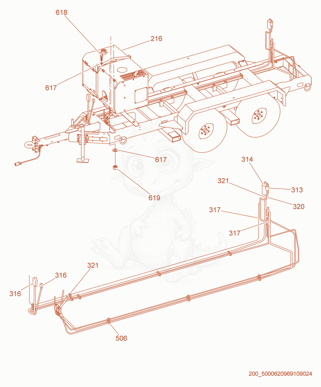 Exploded parts diagram of the Cable Harness of a Wacker Neuson HI750GMHD, with numbered balloons