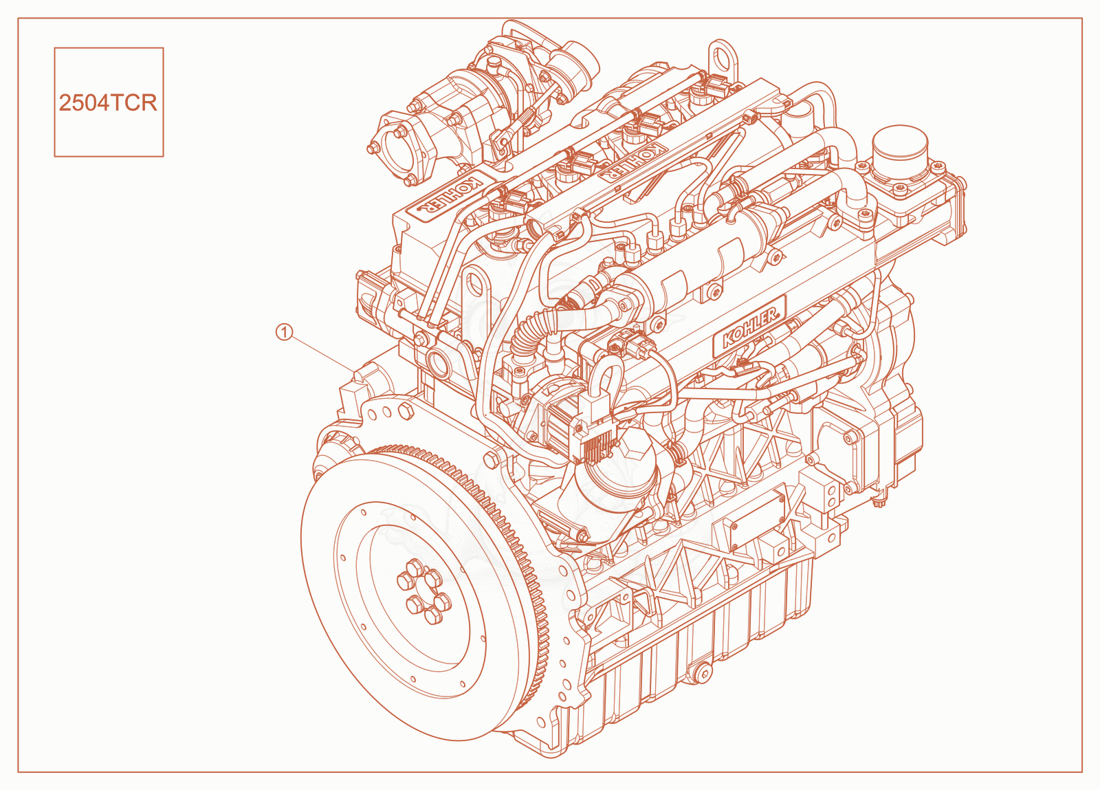 Exploded parts diagram of the Kohler Engine (2504TCR) of a Wacker Neuson ST37, with numbered balloons