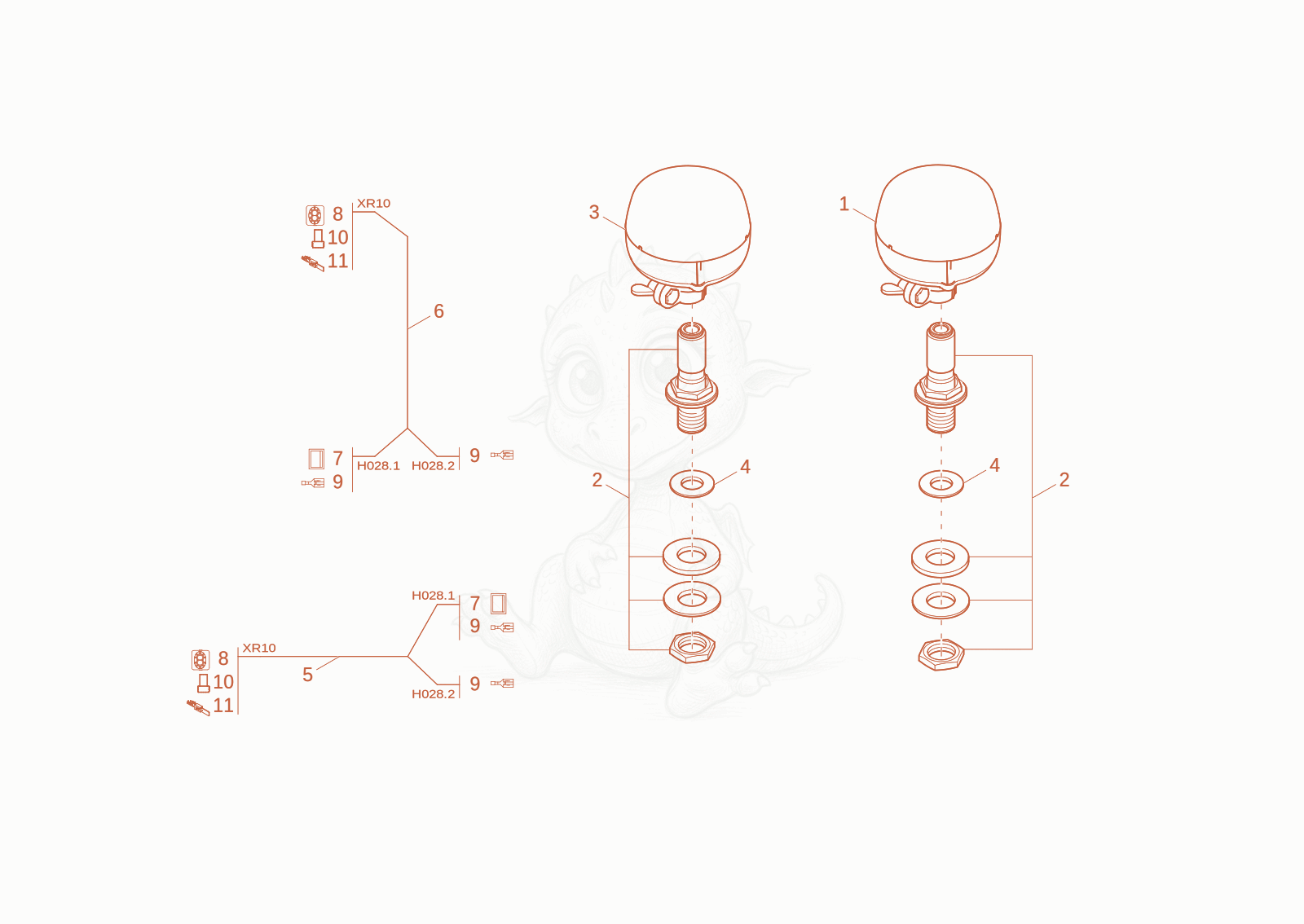 Exploded parts diagram of the ROTATING BEACON (OPTION) SP of a Wacker Neuson DW60-3, with numbered balloons