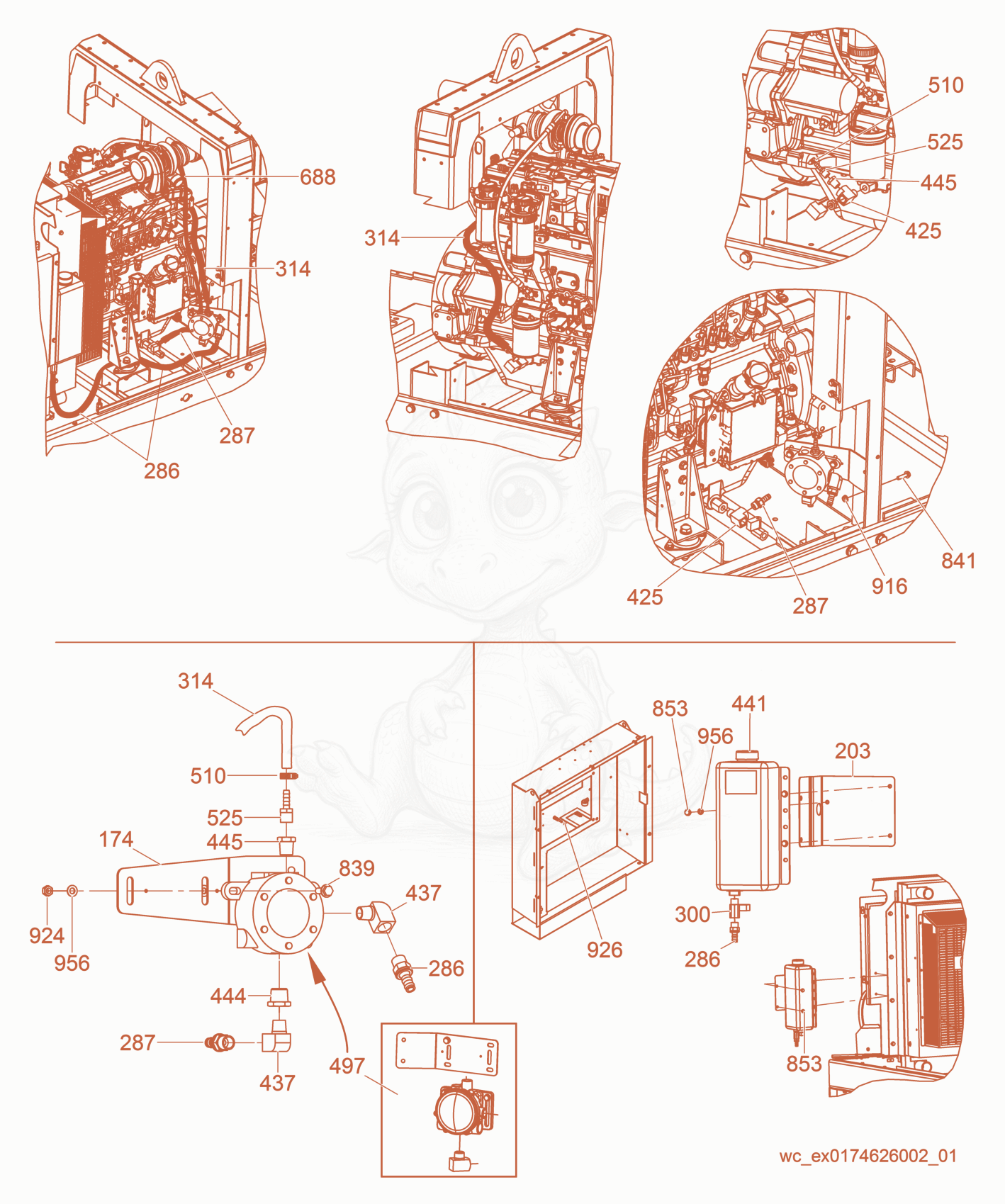 Exploded parts diagram of the Option-Lube Level Maintainer of a Wacker Neuson G120, with numbered balloons