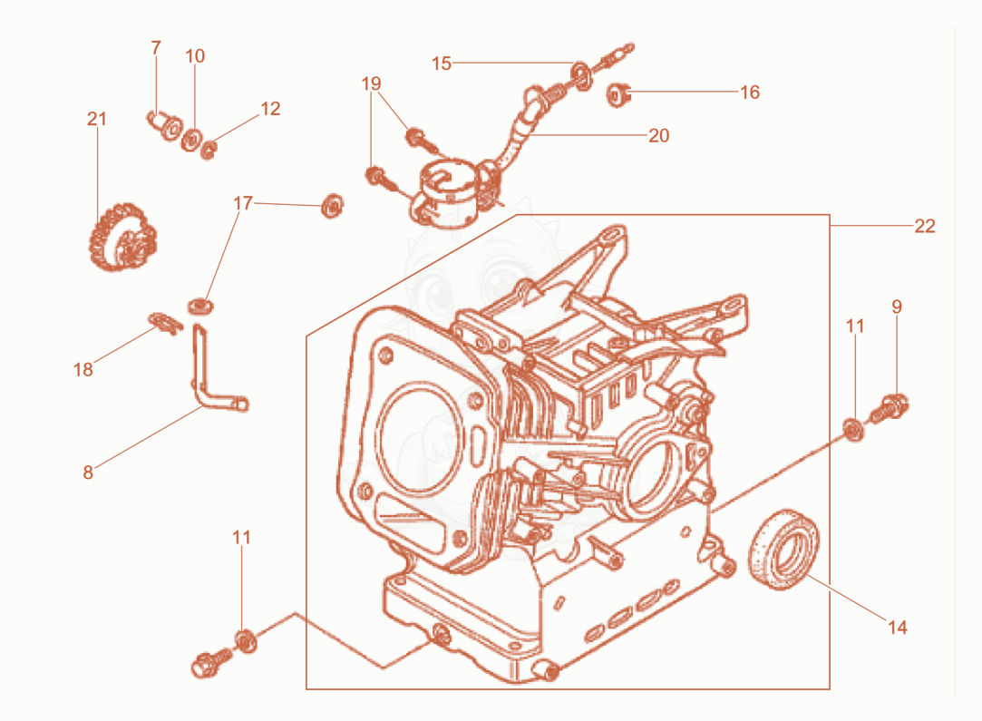 Exploded parts diagram of the Cylinder housing of a Wacker Neuson GV2500A, with numbered balloons