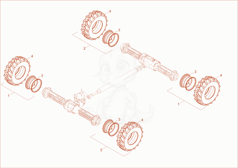 Exploded parts diagram of the WHEELS of a Wacker Neuson DV90, with numbered balloons