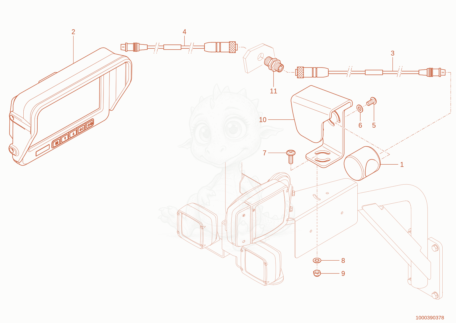 Exploded parts diagram of the camera of a Wacker Neuson TH745(416-32), with numbered balloons