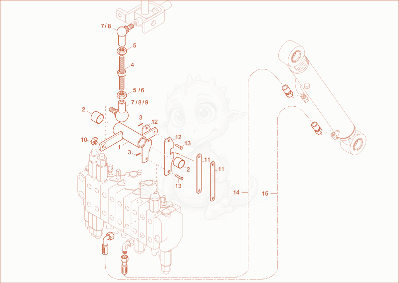 Exploded parts diagram of the BUCKET OPERATION of a Wacker Neuson 803, with numbered balloons