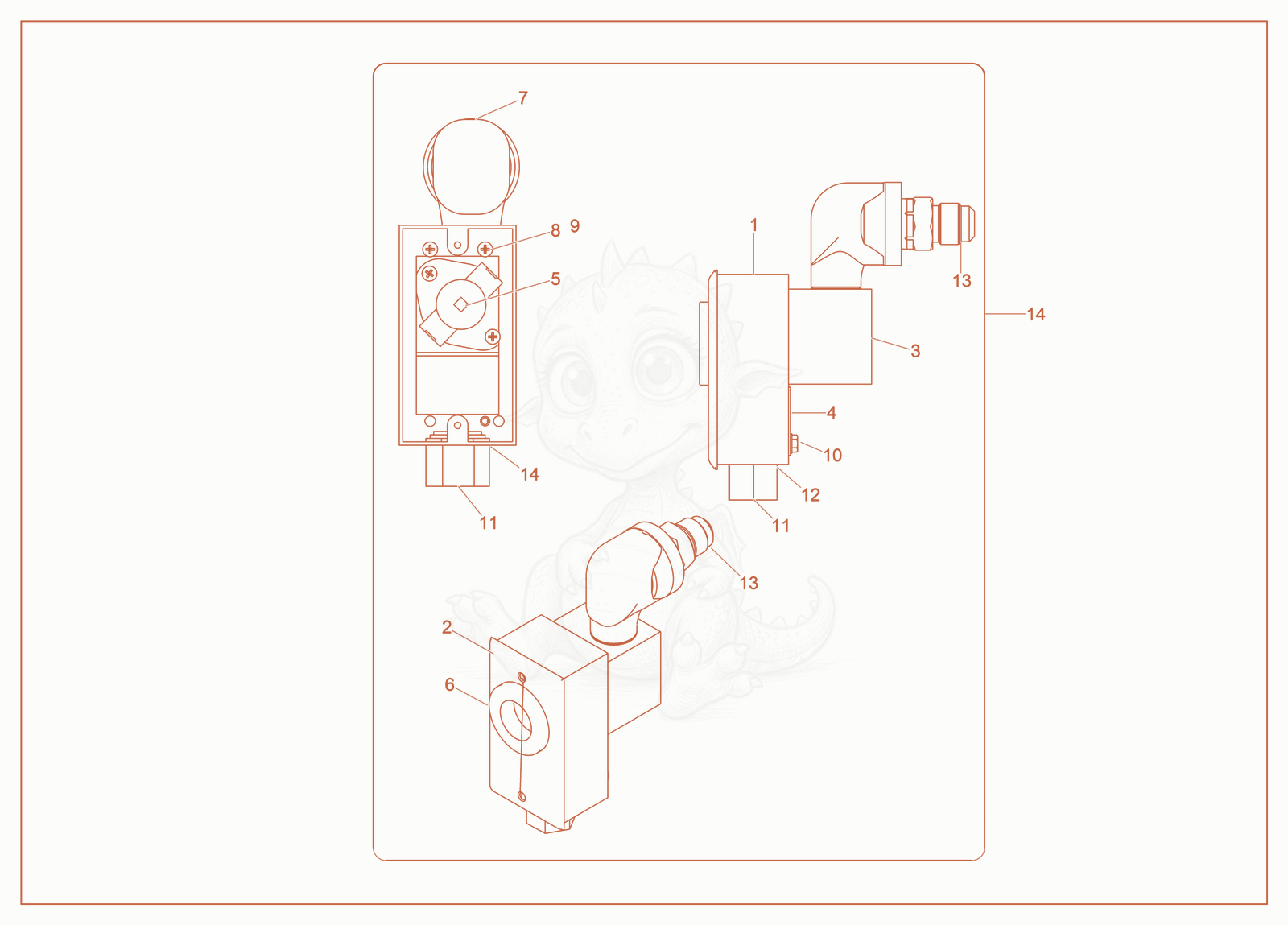 Despiece del Snap switch cpl. de una máquina Wacker Neuson S3000, con globos numerados