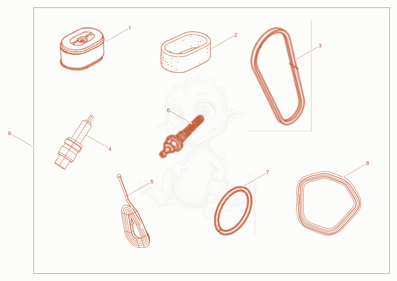 Exploded parts diagram of the Maintenance kit of a Wacker Neuson BPU3050A, with numbered balloons